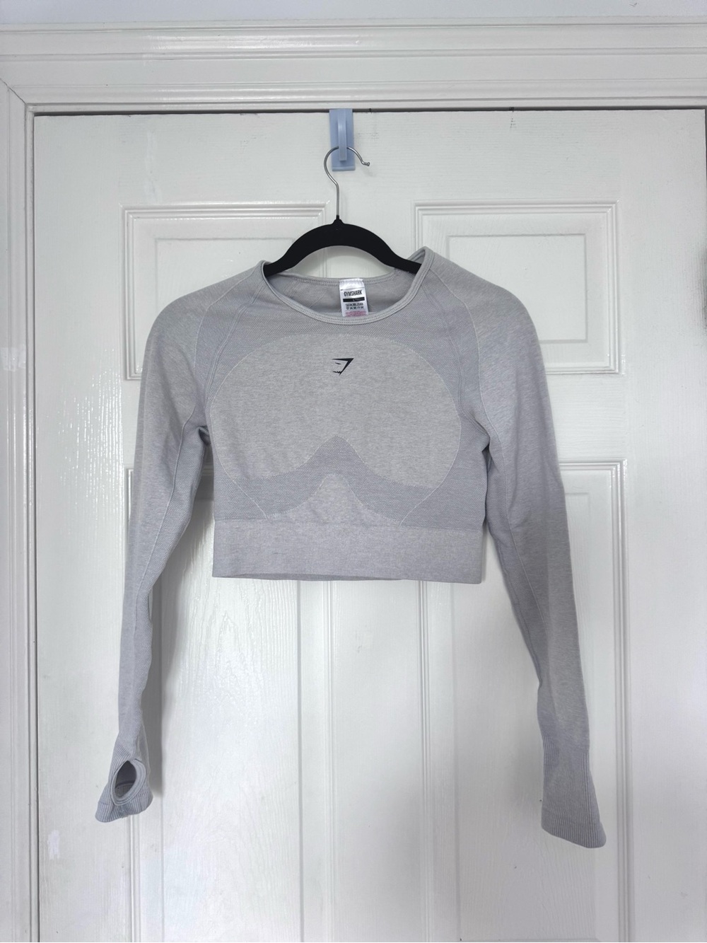 Gymshark Light Gray Seamless Crop Long Sleeve Top